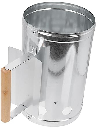 Milisten BBQ Anzündkamin für Holzkohle Grillstarter mit Hitzebeständigem Holzgriff für Outdoor Camping und Grillpartys