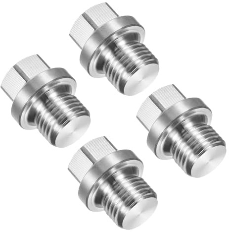 PATIKIL M10 x 1.5 Male Pipe Plug 4 Pcs Oil Drain Plug 304 Stainless Steel Metric Hex Flange Socket Solid Pipe Fitting for Hydraulic Oil Seal