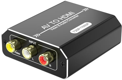 AUKOKIOULA RCA to HDMI Converter, 1080P AV to HDMI Adapter with USB Power, Composite CVBS Video Audio Converter Supports PAL/NTSC for PS2/PS3, Wii, Xbox, DVD, VCR, VHS, Blu-Ray, Plug and Play