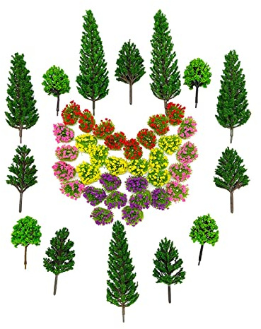 Lot de 47 arbres miniatures mixtes à l'échelle 1:100 pour loisirs créatifs