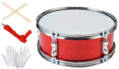 harayaa Caja de Batería Profesional Instrumento Musical de Percusión Tambor Ligero Y Set para Principiantes con Correa Ajustable Adecuado para Práctica Indivi, Rojo