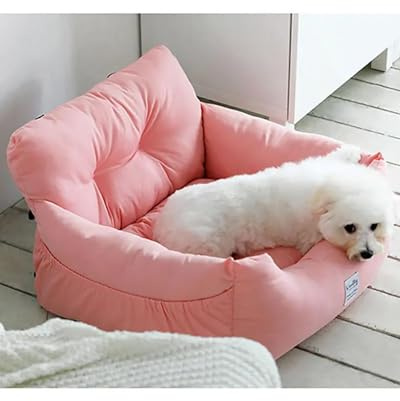 Hundesitz für das Auto, Hundeautositz, kleiner und mittelgroßer Hund, Teddy-Hundezwinger, Winter, um warm zu bleiben, ein Nest aus doppelt verwendbarem Haustierauto zerlegen waschen(Pink,50x45x36)