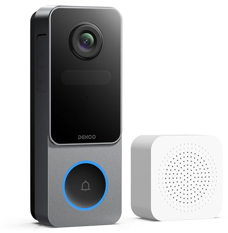 DEKCO Wireless Video Doorbell Camera, 2K Head-to-Toe View (9:16), 170° Wide Angle, Battery Powered Home Security, PIR Motion & AI Human/Package Detection, Voice Changer, Cloud Storage Edition