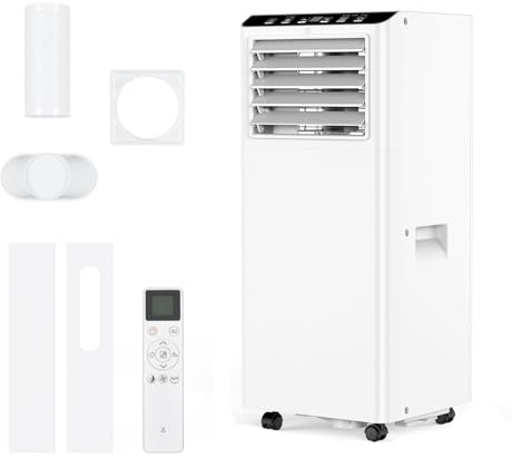RBFGYIOP Condizionatore d'Aria Portatile 9000 BTU 3-in-1 – Raffreddamento, Deumidificazione, Ventilazione – Silenzioso <70 dB, 2 Velocità, Timer 24h, Risparmio Energetico, Facile Installazione,