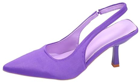 Generisch 2026 Sandali da donna con punta a punta e tacco a spillo - tacco aperto con cinturino per matrimoni e feste, elegante effetto ponte in tinta unita, Lilla, 37 EU