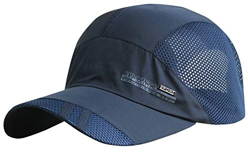 AIEOE - Solhatt Sommar Sport för män Kvinnor Golf Cap Andas Mesh Absorberar Svettning Snabb Torkning Hat för Outdoor - Svart, Mörkblå, one size