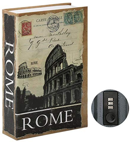 Parrency Buchsafe mit Zahlenschloss, versteckter Safe Lock Box, groß, Medium, 22,9 x 15,2 x 3,8 cm - Medium - Rome