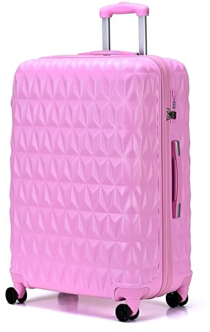 CMY Suitcase Medium Size Lightweight Hardshell Luggage 4 Dual Spinner Wheels Trolley Suitcase 24 Hold Check in Luggage 3 Digit Combination Lock Business Trip (Pink, 24 inches)