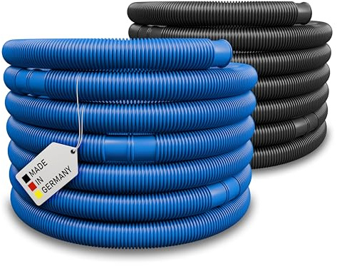 Schwimmbadschlauch Ø 38mm Saugschlauch Poolschlauch Solarschlauch Pumpenschlauch mit Muffen Made in Germany (6 m, Blau)