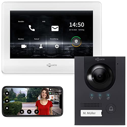 Goliath® PRO IP - Türklingel & Türsprechanlage mit Kamera [AUFPUTZ TÜRSTATION] - Klingel mit Kamera & 7 Zoll Monitor - Doorbell Camera - Video Sprech - & Klingelanlage mit Türöffner - Videotürklingel