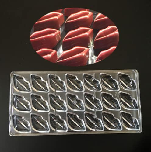 Binwat 21 Grid Chocolate Candy Mold PC Polycarbonate Chocolate Making Mould (Lip Shape)