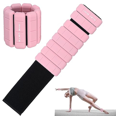 EU-patentierte tragbare Gewichtsmanschetten – 2er-Set (Jeweils 0,5 kg & 1 kg) für Damen und Herren, modisches knöchelgewichte-Set für Yoga, Tanz, Aerobic, Laufen, Gehen (Rosa, je 1 kg)