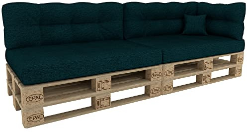 POKAR Palettenkissen Palettenauflagen Palettenmöbel Palettensofa 6er Set: Sitzkissen 120x80 + Rückenlehne 120x40, Dunkelgrün