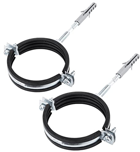 SKIR'CO Lot de 2 supports de tuyau avec revêtement en caoutchouc noir pour tuyaux de diamètre 75-80 mm, pour montage mural et plafond (2 pièces)