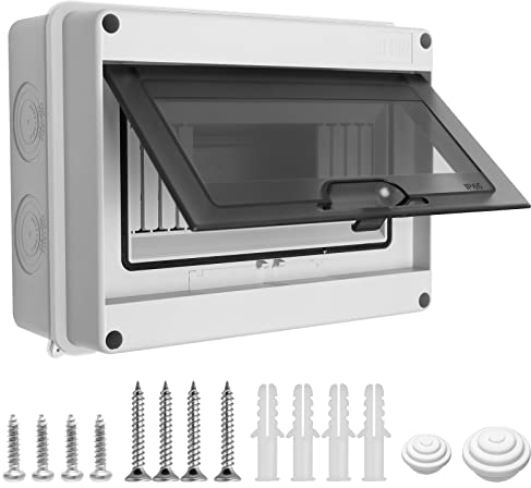Surface-mounted Distribution Box, 8 Module Circuit Breaker Distribution Box IP65 Waterproof Fuse Box Circuit Breaker for Indoor and Outdoor Use