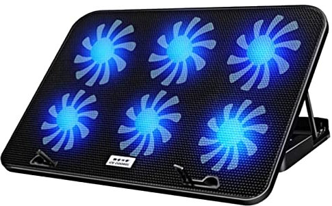 XTYPE Six Fans Laptop Cooling Pad 2 USB Port Cooler Pad Stand for Laptop Quiet USB Cooling Fan Adjustable Height