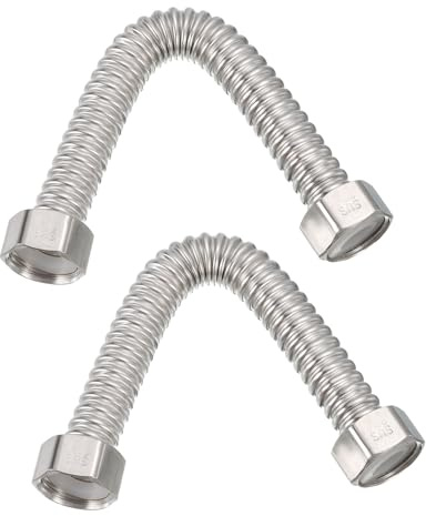 PATIKIL G1/2 x 7,87 Pouces Tuyau Flexible de Chauffe-Eau d'Acier Inoxydable, 2 Pcs Tuyau de Connecteur de Chauffe-Eau Ondulé Durable, pour Raccord de Conduites d'Eau