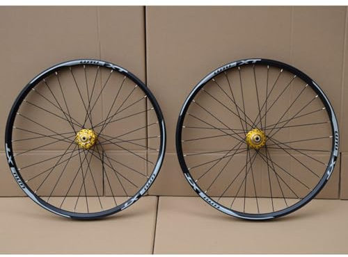 LSRRYD Fahrrad Laufräder 24'' 26'' 27.5'' 29'' MTB Laufradsatz Scheibenbremse Schnellspanner Mountainbikes Vorne Hinten Felgen Lagernaben 8 9 10 Gang (Color : Black-Gold, Size : 29inch)
