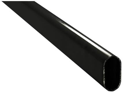 bricoleva.it - Tubo Armadio Resistente, Tubo per Appendiabiti, Barra Appendiabiti per Guardaroba e Cabine Armadio (Ovale - 120cm, Nero)