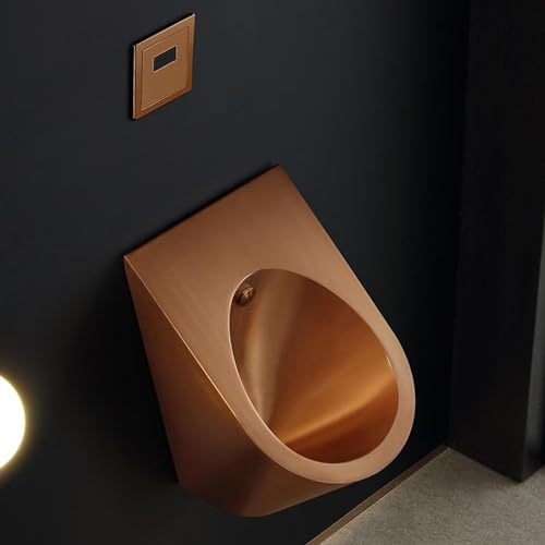 Snaweo Automatisches Induktions-Urinal, Wandhängendes Urinal, Urinal Aus Edelstahl 304, Kommerzielle Spülurinale, Kommerzielle Toilette mit Spritzwasserschutz(Rose Gold)