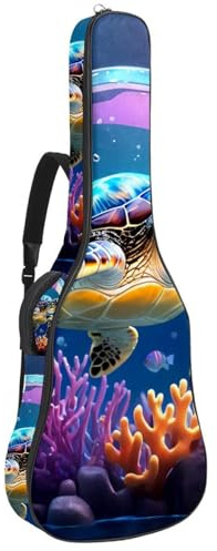 Tasche für Akustikgitarre, schöne Tasche für 40/41/42 Zoll Gitarre, wasserdichte Gigbag mit mehreren Taschen, Schildkröten-Kristallkugel, Mehrfarbig Nr. 04, 42.9x16.9x4.7 in, Gitarrentasche