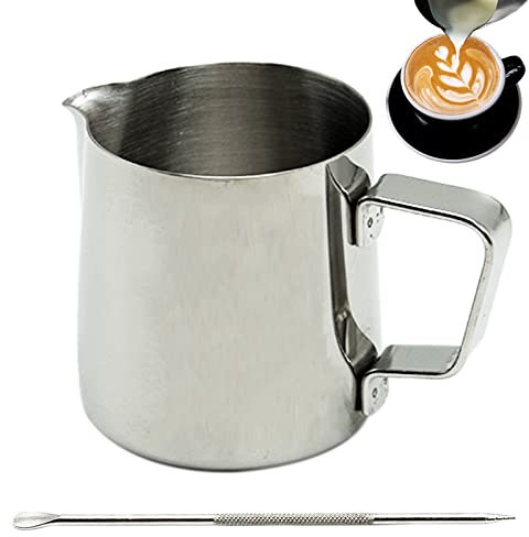 200ml Milk Frothing Pitcher, Stainless Steel Jug, Milk Frothing Pitcher Jug Cup with Measurement Mark, Milk Pitcher Jugs Perfect for Barista Cappuccino Espresso Making (200ML)