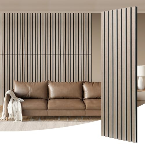SK Studio 2 Pack Acoustic Panels, 47.2 x 12.6 Inch Self Adhesive Acoustical Wood Print Wall Panels, Large Soundproof Panels for Home Studio Office Decor, Oak Wood Grain