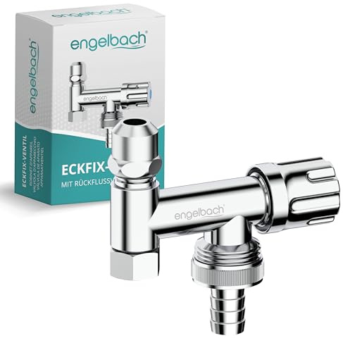 Engelbach® Universal Eckfix Gerätezusatzventil mit Rückflussverhinderer | Einfacher Einbau auf vorhandene Eckventile - Zusatzventil aus verchromten Messing