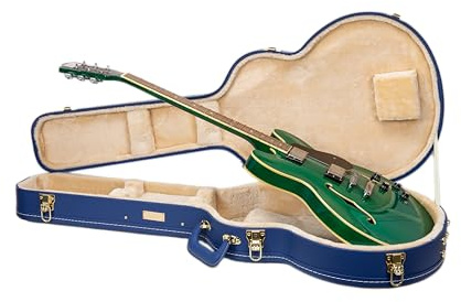 Crossrock Designer Series Wooden Electric Guitar Case for 335 Style Semi-Hollow | Vibrant Blue Faux Leather, Beige Plush Interior, Lock – Premium Hardshell -Vibrant Blue (CRW520SAVB)