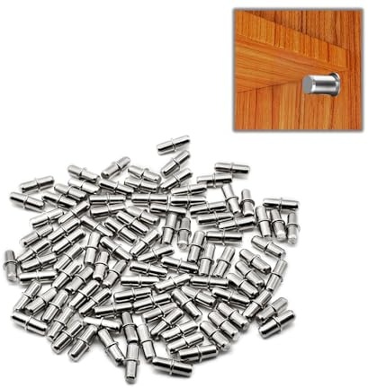 YMWALK 5mm Regalbodenträger, vernickelte Stahl-Regalstützen, langlebige Bodenträger für Einlegeböden, Regalhalter und Regalträger für Schränke und Möbel, ideales Regalzubehör (100, Silver)