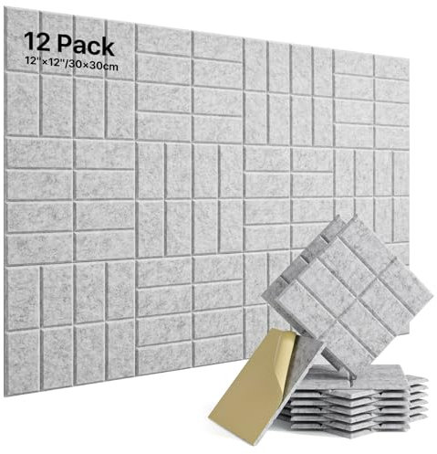 Soundsbay Paneles acústicos autoadhesivos, absorbentes de sonido, aislamiento acústico, aislamiento acústico de pared de alta densidad para tratamiento acústico y decoración de pared