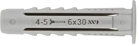 INDEX A PERFECT FIXING - TN4SA06 [TN4S-A] Lot de 100 chevilles en nylon à 4 segments avec collier large, pour tous types de matériaux, dimensions 6 mm, boîte de 100 unités