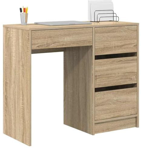 vidaXL Desk with Drawer Sonoma oak 90 x 37.5 x 75 cm Engineered Wood, Home Office, Rectangular Desk, Modern Storage, Compact Workstation, Stylish Writing, Engineered Wood