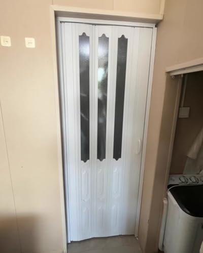 Falttür Weiß Innentüren Kunststoff mit Griff Magnetverschluss Schrank Schiebetür Komplettset Größen 183x85 300x250 61x198 100x185 (88,5x214 cm)