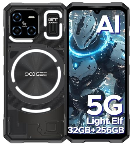 DOOGEE Blade GT Rugged Smartphone 5G Android Rugged Phone 32GB+256GB/2TB, 120Hz 6.72’’FHD+, Dynamic LED Light Effect, Dimensity D7050 Unlocked Android 48MP, Face Unlock/Fingerprint/WIFI6/NFC-Black