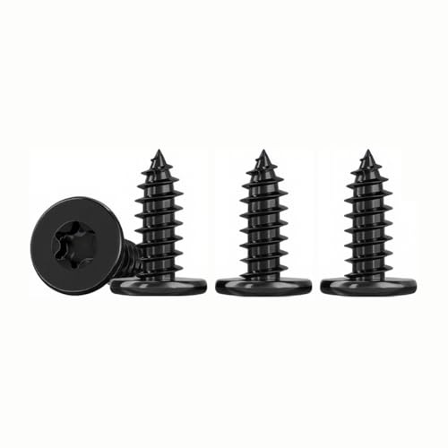 ‌‌Drenky‌ Edelstahlschrauben Holz M4 X 10mm, 50 Stück Schrauben Schwarz Mit Flachem Kopf Edelstahl A2 V2A Blechschrauben Ideal für Innen und AußEnanwendungen, Rostfrei und Robust‌