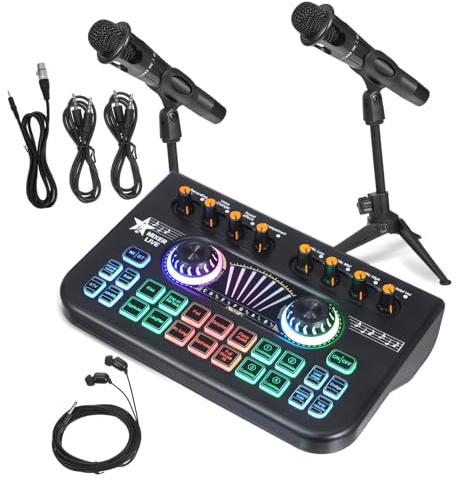 HEMOTON Podcast Equipment Kit Dual Microphone and Audio Interface for Studio Recording for Podcasting and Live Streaming Sessions