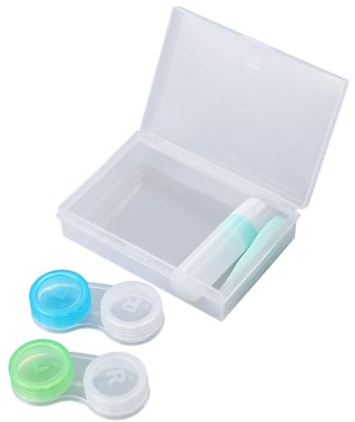 Baluue 2pc Green Lens Case Storage Jar for Contact Lenses Wearing Tools for Daily Use and Travel