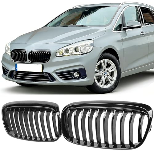 Sport Kühlergrill Einzelsteg Nieren Passend für BMW 2er F45 F46 Bj. 2012-2018 Glanz Schwarz