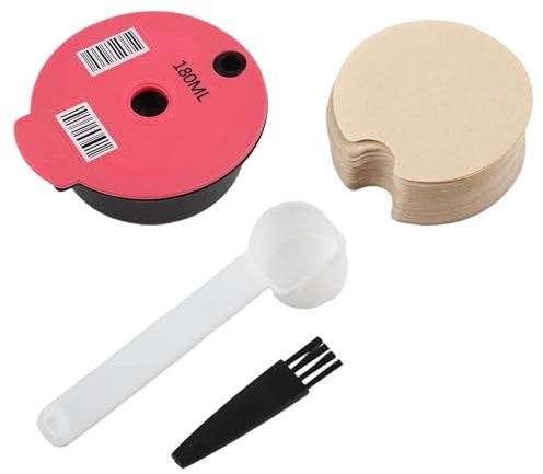 Kivivaka Capsule de café réutilisable avec couvercles de 60 ml et 180 ml et brosse cuillère pour machines Bosch Tassimo, capacité de 12 g B