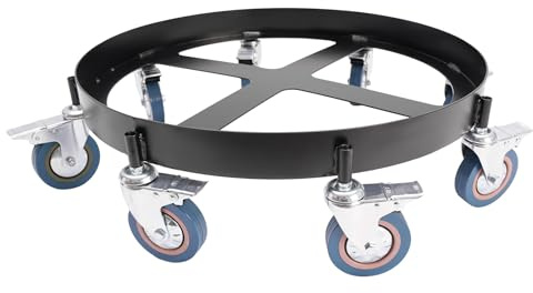 907kg Fassroller für 208L Fass Feuertonne Transportroller, Ø 620mm, 360° drehen Fasswagen mit 8 Universalrädern Transportwagen aus Stahl, Kippsicherer Rollwagen für Handhabung von Fässern im Lager