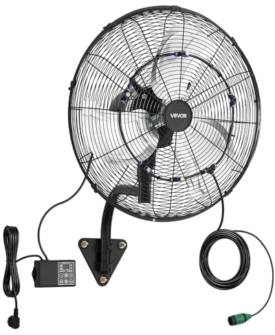 VEVOR Ventilatore da Parete Industriale, 505 mm, Ventilatore Oscillante a Muro con Nebulizzazione, IP44, 3 Velocità, Telecomando, Flusso d'Aria Potente, per Officine, Garage e Ambienti Commerciali