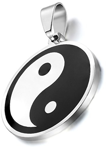 cupimatch Vintage Tribal Unisex Herren Edelstahl Chinese Symbol Taiji Yin Yang Halskette mit Anhänger 55,9 cm Kette