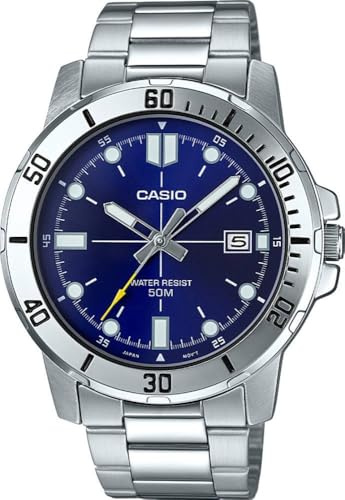 Casio MTP-VD01D-2EV Men's Enticer Stainless Steel Blue Dial Casual Analog Sporty Watch