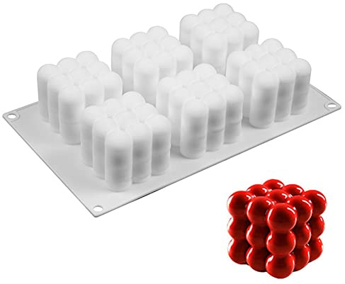 DUBENS Mousse-Kuchenform, Silikon Backform/Muffinform für Muffins, Cupcakes, Kuchen, Pudding, Eiswürfel und Gelee, Brotbackform, 3D Backformen DIY Mold (Zauberwürfel)
