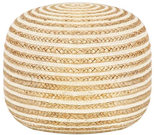 Festnight Pouf Sitzpouf Hocker 45 x 30 cm Jute | Dekohocker Sitzpuff für Wohnzimmer Schlafzimmer, Handgefertigt