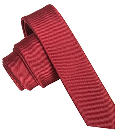 JEMYGINS Herren-Krawatte, 4 cm, schmal, extra Silm, mehrere Farben erhältlich, aus Seide, inklusive Box, Altes Rot