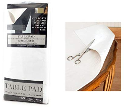 Felt Back Vinyl Table Pad 52 x 90 – Cut-to-Fit Waterproof Table Protector with Flannel Backing – Heat-Resistant Dining Pad for Daily or Under Tablecloth Use