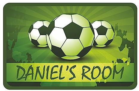 3 Footballs Kids Bedroom Door Sign Personalised