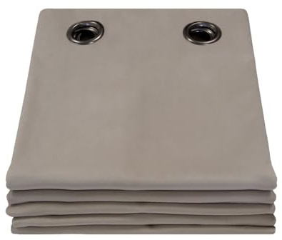Moondream DecibelControl™ Akustikvorhang 3in1 | Lärmschutz | Thermoisolierung Winter+Sommer | 100% Verdunkelung | Patentierte Technologie | EU Herstellung | Samt | Ösen | Grau MC740 | 130B x 260H cm